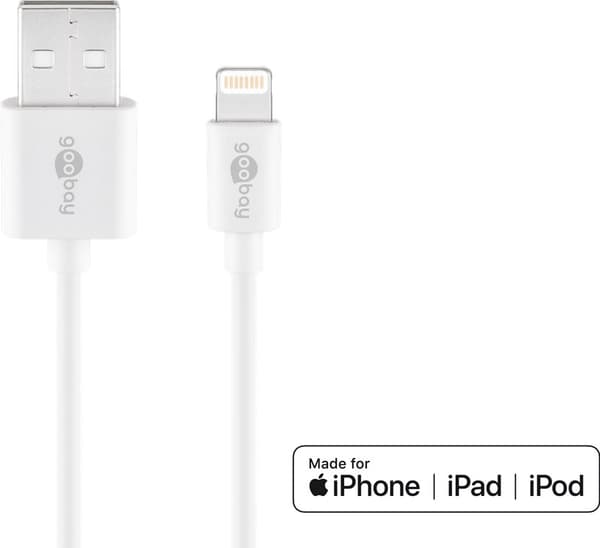 Lightning USB-opladnings- og synkroniseringskabel, 0,5 m, hvid
