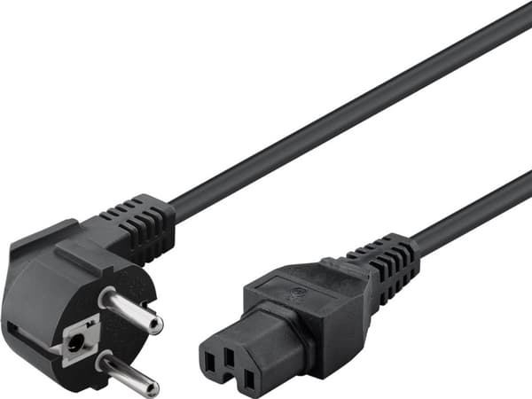 Tilkoblingskabel for varmeapparat, 2 m, sort