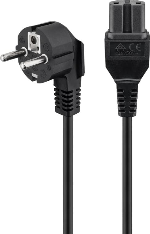 Tilkoblingskabel for varmeapparat, 2 m, sort