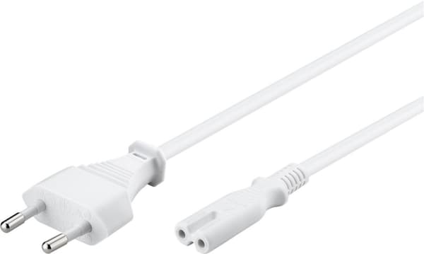 Tilslutningskabel med Euro-stik, 3 m, hvid