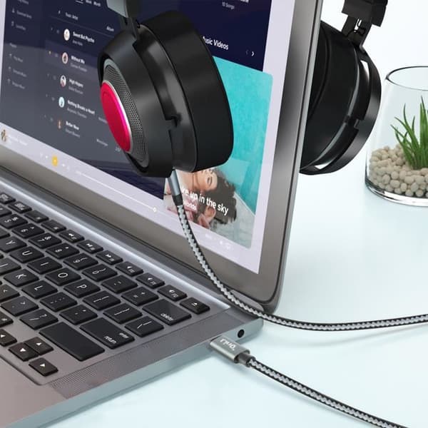 Ljudkabel - LinQ - USB-C till Jack 3.5mm - Flätad Nylon - 1.5m - Förlustfri Ljudkvalitet