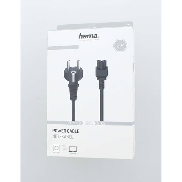 HAMA Mains Cable 3-Pin Black 1.5m