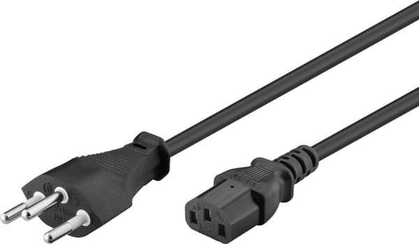 Kaldapparatkabel Sveits, 1,8 m, svart