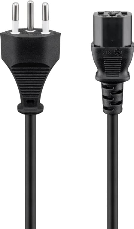 Kaldapparatkabel Sveits, 1,8 m, svart