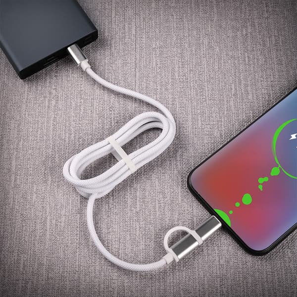 J&EL Ladekabel USB-C til USB-C og Lightning 1m hvit