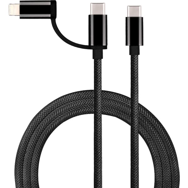 J&EL Ladekabel USB-C til USB-C og Lightning 1m sort