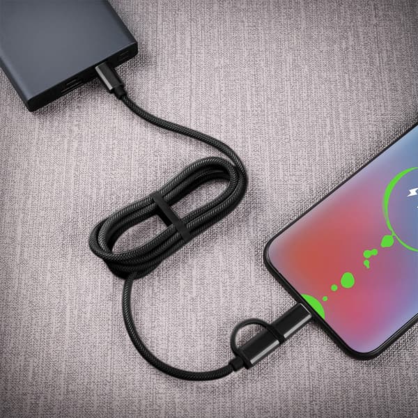 J&EL Ladekabel USB-C til USB-C og Lightning 1m sort