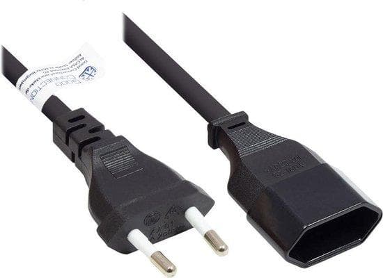 Euro Extension Euro-kontakt Typ C (rak) till Euro-uttag (rak), svart, 0,75 mm², 2 m, Good Connections® (P0300-S020)