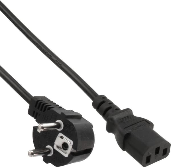InLine - Virtajohto - CEE 7/7 (S) kulmassa IEC 60320 C13 Suora - 30 cm - Musta (16647F)