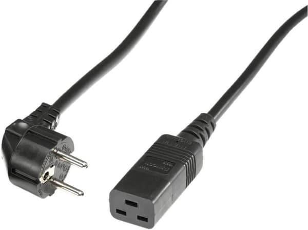Value Laitejohto suoralla C19-pistokkeella ja kulmapistokkeella - 3x 1,50mm / musta - 1,8 metriä