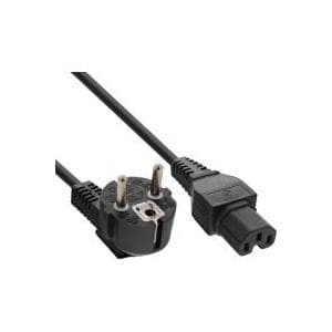 INLINE - Strømkabel - IEC 320 EN 60320 C15 (M) til CEE 7/7 (SCHUKO) (M) - 2 m - Vinkelstik, ned - Sort