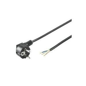 Wentronic Goobay beskyttelseskontaktkabel vinklet til montage, 5 m, sort - type F (type F, CEE 7/7) > løse kabelender (96034)