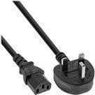 INLINE - Strømledning - 3 ben (S) til IEC 60320 C13 - 250V - 10A - 2m - Sort - Storbritannien og Nordirland