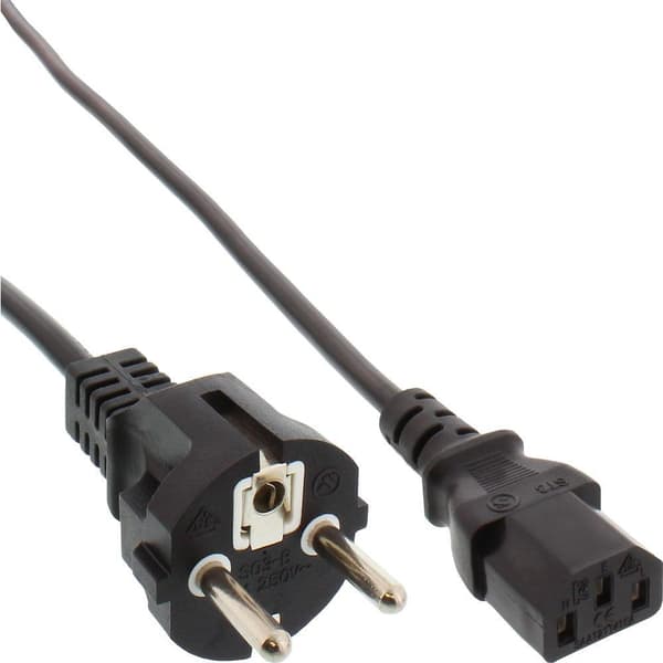 InLine - Strømledning - Ydelsestype F (S) til IEC 60320 C13 - 30 cm - Støbt - Sort (16651N)