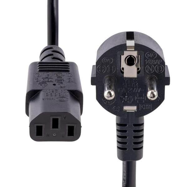 StarTech.com 1,0 m (3 jalkaa) tietokoneen virtajohto, 18 AWG, EU Schuko - C13 virtajohto, 10 A 250 V, musta vaihtovirtajohto, television/näytön virtaj