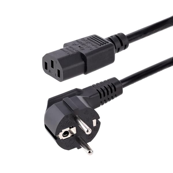 StarTech.com 1,0 m (3 jalkaa) tietokoneen virtajohto, 18 AWG, EU Schuko - C13 virtajohto, 10 A 250 V, musta vaihtovirtajohto, television/näytön virtaj