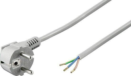 Wentronic Goobay beskyttelseskontaktkabel vinklet til montering, 1,5 m, grå - type F (type F, CEE 7/7) > løse kabelender (93975)
