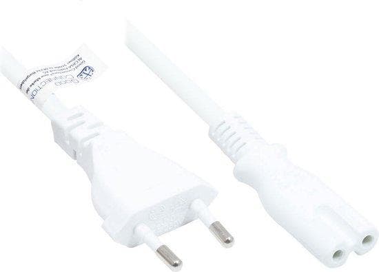 Euro-strømledning Euro-stik Type C (lige) til C7/Euro 8-stik (lige), hvid, 0,75 mm², 5 m, Good Connections® (P0370-W050)