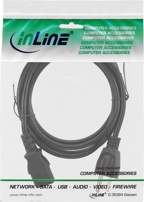 InLine 16655V strømledning Sort 5 m C13 stik NEMA 1-15P