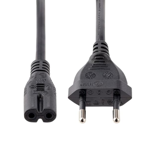StarTech.com 3m (10ft) bærbar strømledning, EU-stik til C7, 2,5A 250V, 18AWG, udskiftning af vekselstrømsledning til bærbar/bærbar computer, ledning t