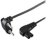 S-Impuls - strømkabel - Eurostik (S) vinklet til IEC 60320 C7 (R) vinklet 2,5 A - 1,5 m - sort (09-06001)