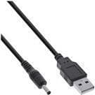 InLine® USB DC -virtasovittimen kaapeli, USB A uros-DC 3,5x1,35 mm piippuliitin, musta, 2m (26806B) musta