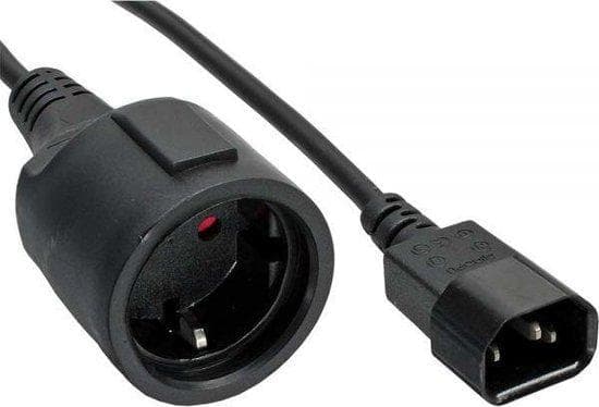 InLine - Strømledning - IEC 60320 C14 til CEE 7/3 - 10A - 2,0 m - Sort (16659L)