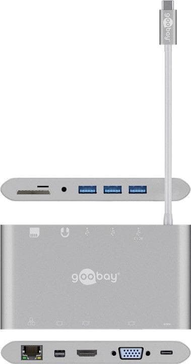 Goobay USB-C™ multiport-adapter - alt i 1 - aluminium - sølv (62113)