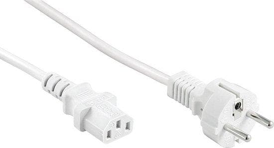 Nätsladds skyddskontakt typ E+F (CEE 7/7, rak) till C13 (rak), vit, 0,75 mm², 1 m, Good Connections® (P0030-W010)
