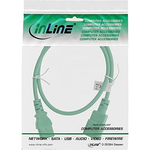 InLine® kold enhedsforlænger, C13 til C14, grøn, 1,5m