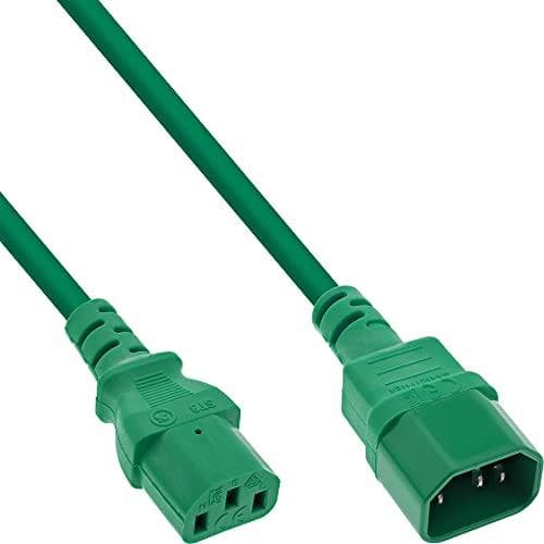 InLine® kold enhedsforlænger, C13 til C14, grøn, 1,5m