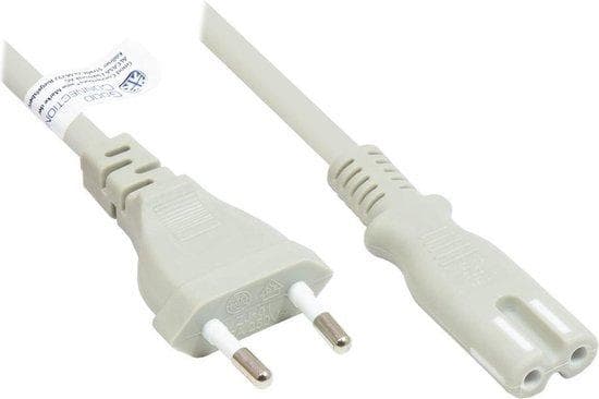 Euro-netledning Euro-stik Type C (lige) til C7/Euro 8 hun (lige), grå, 0,75 mm², 5 m, gode forbindelser® (P0370-GR050)
