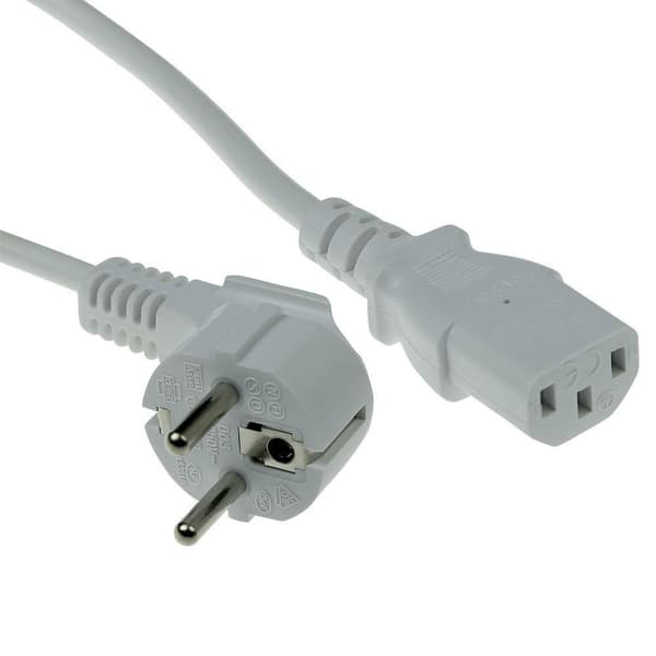 ACT netstik CEE 7/7 han (vinklet) - C13 hvid 1 m (AK5402)