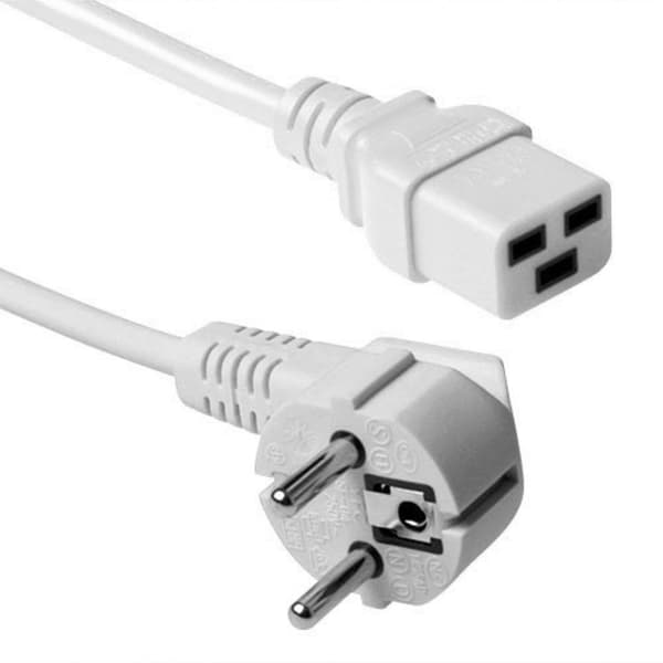 ACT netledningsstik CEE 7/7 han (vinklet) - C19 hvid 3 m (AK5416)