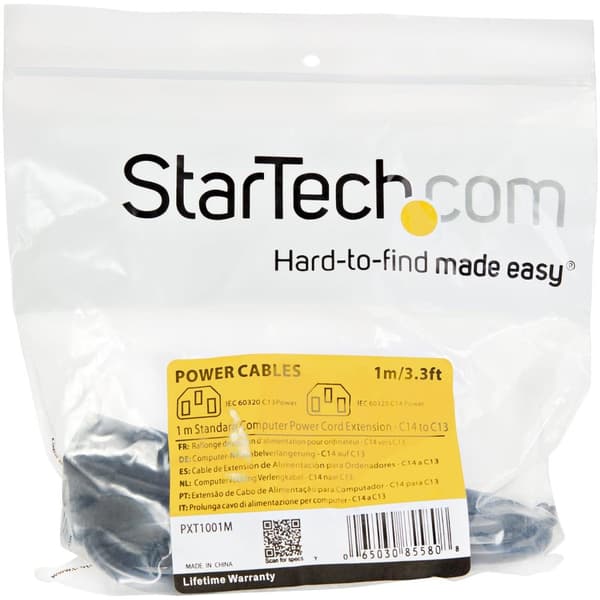 StarTech.com 1 m standard strømkabelforlænger til computer C14 til C13