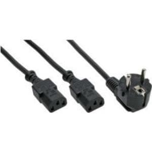 InLine Y-kabel - Strömkabel - CEE 7/7 till 2 x IEC 60320 C13 - 5,0 m - Svart (16657F)