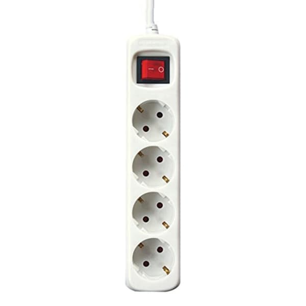 Ellist 4 Tomas-uttag med brytare Silver Electronics Vit - 1,5 m