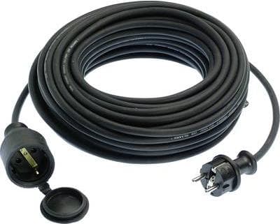 as - Schwabe gummiforlængerkabel, 15m H05RR-F 3G1.5 kabel med jordkontaktstik, jordkontaktkobling inklusive beskyttelseshætte, forlængerkabel 230V, 16