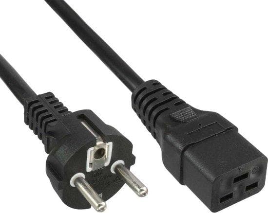 InLine - Strømkabel (250 VAC) - CEE 7/7 (SCHUKO) (M) - IEC 320 EN 60320 C19 16A - 2,0 m - Sort (16658F)