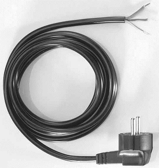 Bachmann - strømkabel - CEE 7/7 (M) retvinklet til uden stik 30 mm strippet 16 A - 2,0m - støbt - sort (305.184)