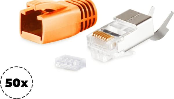 S/CONN maksimale tilslutningsmuligheder netværksmodulært stik RJ45 SET til installationskabler op til AWG 23, stik med trækaflastning, indføringshjælp