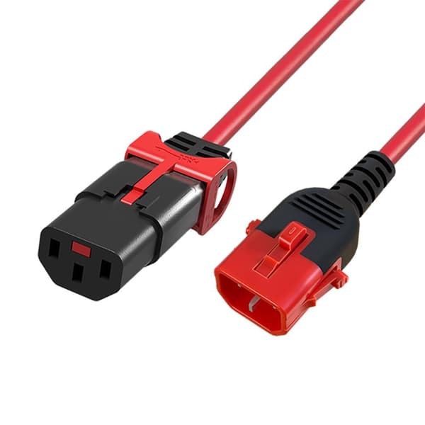 ACT strømkabel C13 - C14 Dual IEC LOCK rød 3 m (AK5515)