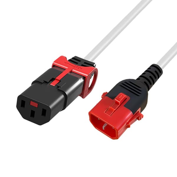 ACT Powercord C13 - C14 Dual IEC LOCK hvid 1,5 m (AK5508)