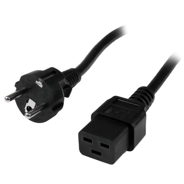 StarTech.com 2m dator IEC 320 C19 till CEE7 nätsladd, Schuko nätsladd 250V 16A