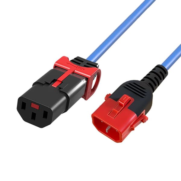ACT strømkabel C13 - C14 Dual IEC LOCK blå 0,5 m (AK5516)