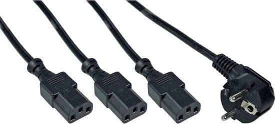 InLine Y-kabel - Nätdelare - CEE 7/7 (M) till IEC 60320 C13 - 5,0m - Svart - Tyskland, Europeiska unionen (16657I)