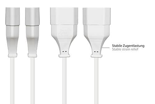 Gode forbindelser Euro Extension - 1m - Euro-stik Type C (lige) til Euro-stik (lige) - COPPER CONDUCTORS CU - Kernesektion: 0,75 mm² - Strømkabelforlæ