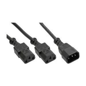 InLine Y-kabel - Strømkabel - IEC 60320 C14 til 2 x IEC 60320 C13 - 3,0 m - Sort (16657K)