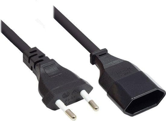 Euro Extension Euro Plug Type C (suora) Euro Socketille (suora), musta, 0,75 mm², 0,2 m, Good Connections® (P0300-S002)