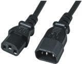 M-CAB - Strømforsyning forlængerkabel - IEC 60320 C14 til IEC 60320 C13 - 250V - 10A - 3m - Sort